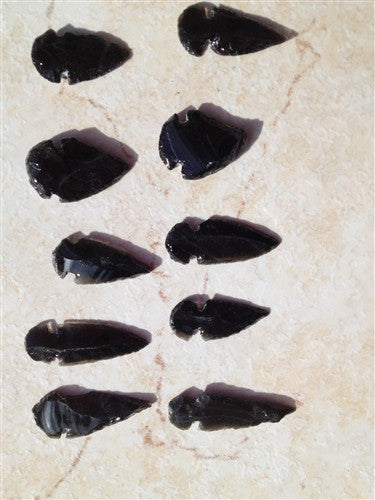 ARROWHEADS - Real Black Obsidian - Set of 6 - 2"-3" - dinosaursrocksuperstore
