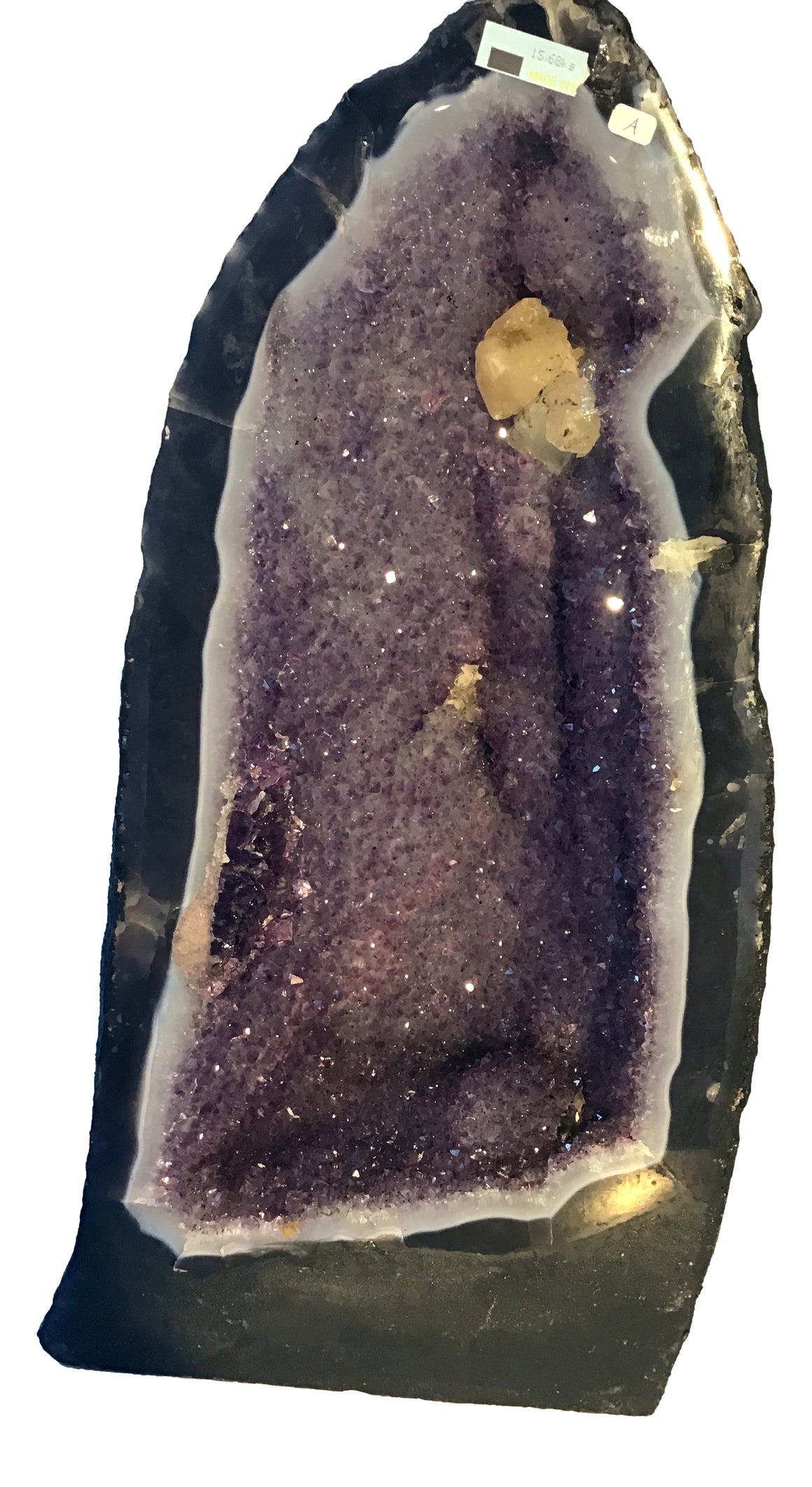 Amethyst Crystal Geode Cathedral Tower With Calcite Crystal  - Deep Purple!
