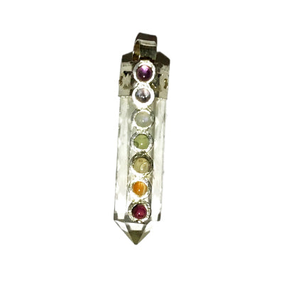 Chakra Quartz Point Pendant With Gemstones - gift packaged