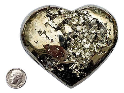 Genuine Pyrite Carved Heart - Gift Packaged