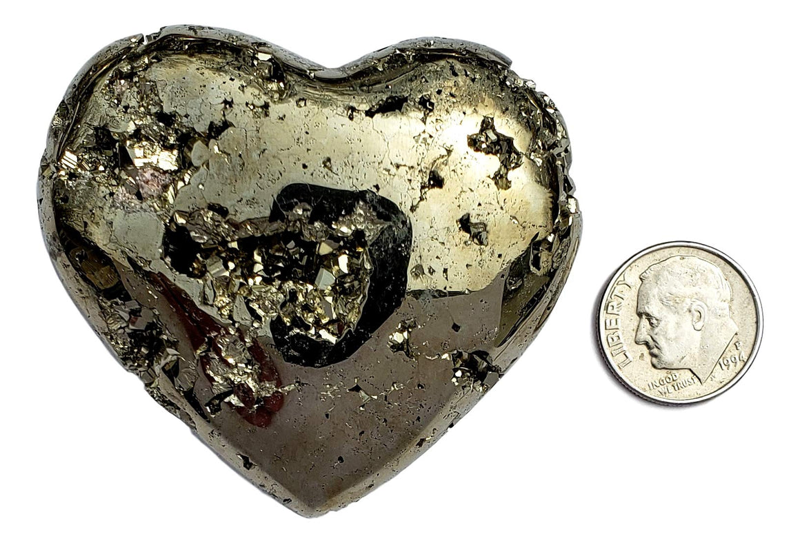 Genuine Pyrite Carved Heart - Gift Packaged