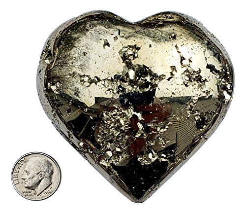 Genuine Pyrite Carved Heart - Gift Packaged
