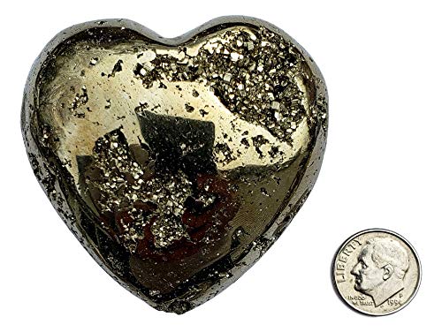 Genuine Pyrite Carved Heart - Gift Packaged