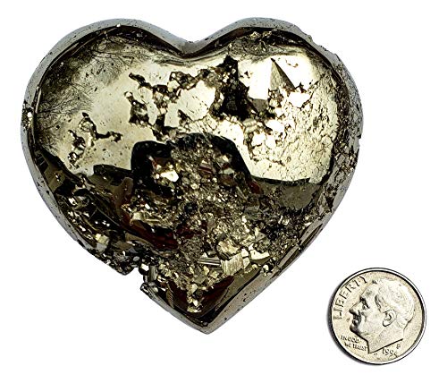 Genuine Pyrite Carved Heart - Gift Packaged