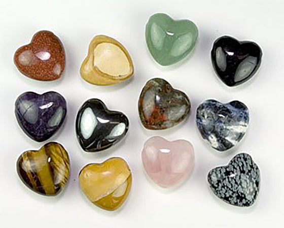 Genuine Gemstone Heart Shaped drilled Pendants - Variety Set of 5 - dinosaursrocksuperstore