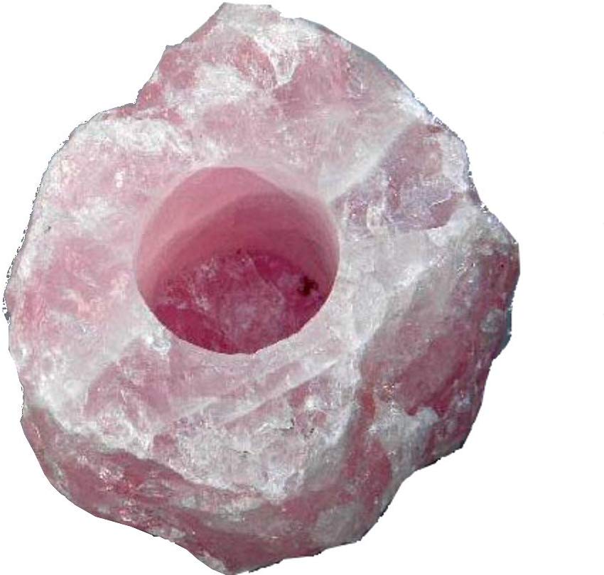 Rose Quartz Pink Crystal Candle Holder - Great Mineral Gift! - dinosaursrocksuperstore