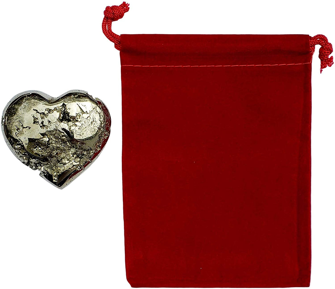 Genuine Pyrite Carved Heart - Gift Packaged - dinosaursrocksuperstore