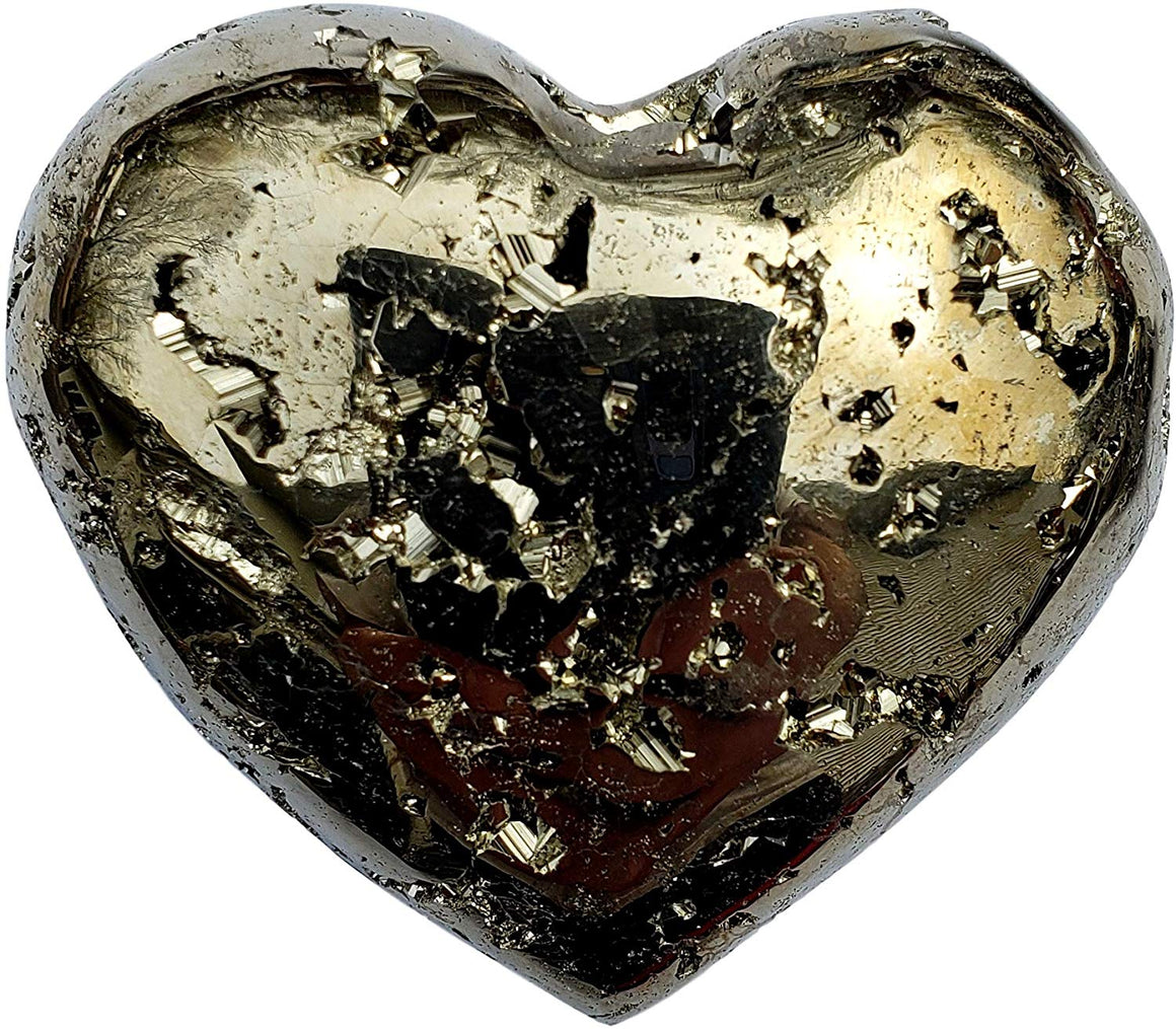 Genuine Pyrite Carved Heart - Gift Packaged - dinosaursrocksuperstore