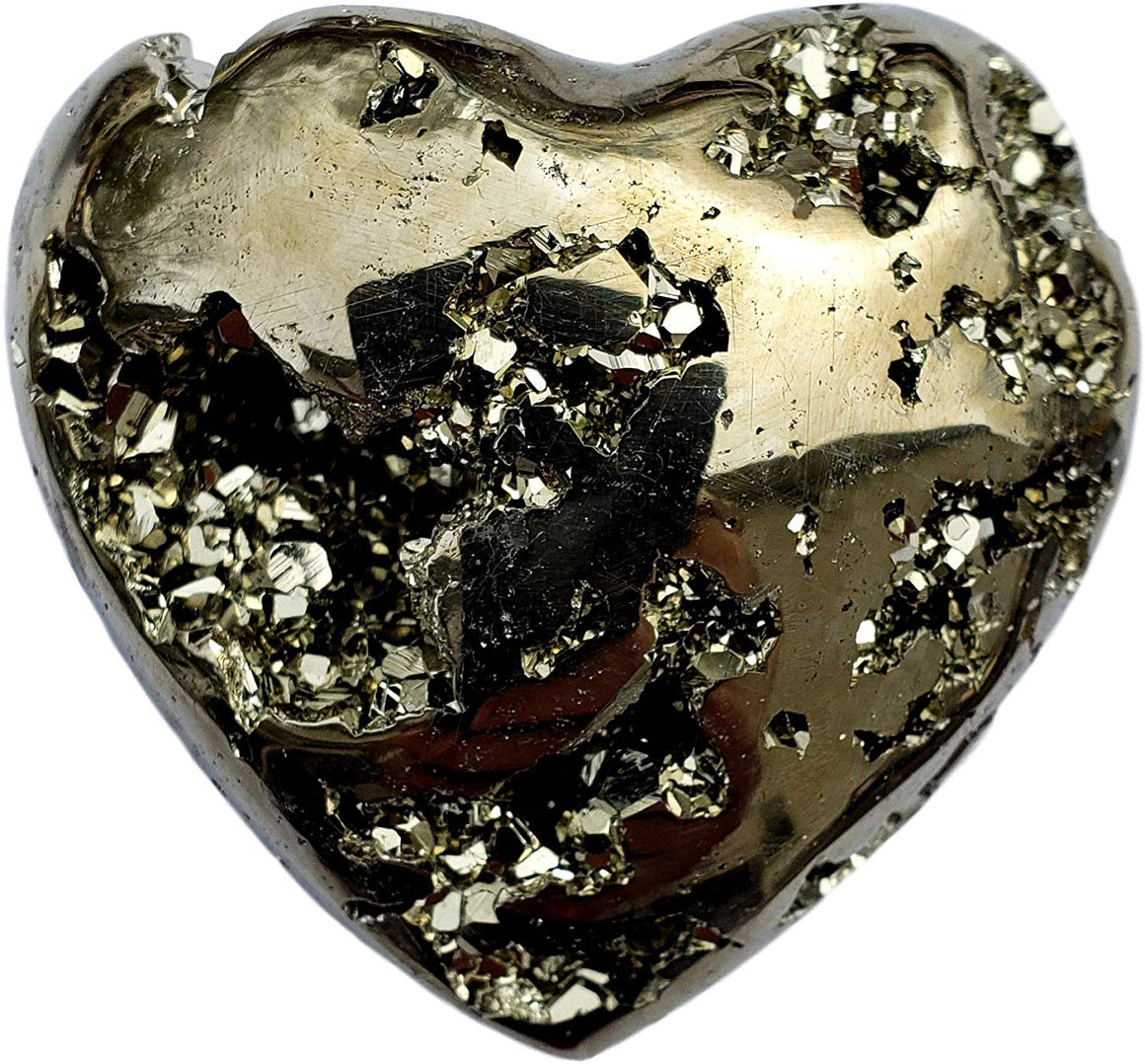 Genuine Pyrite Carved Heart - Gift Packaged - dinosaursrocksuperstore