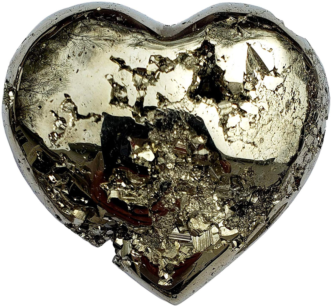 Genuine Pyrite Carved Heart - Gift Packaged - dinosaursrocksuperstore