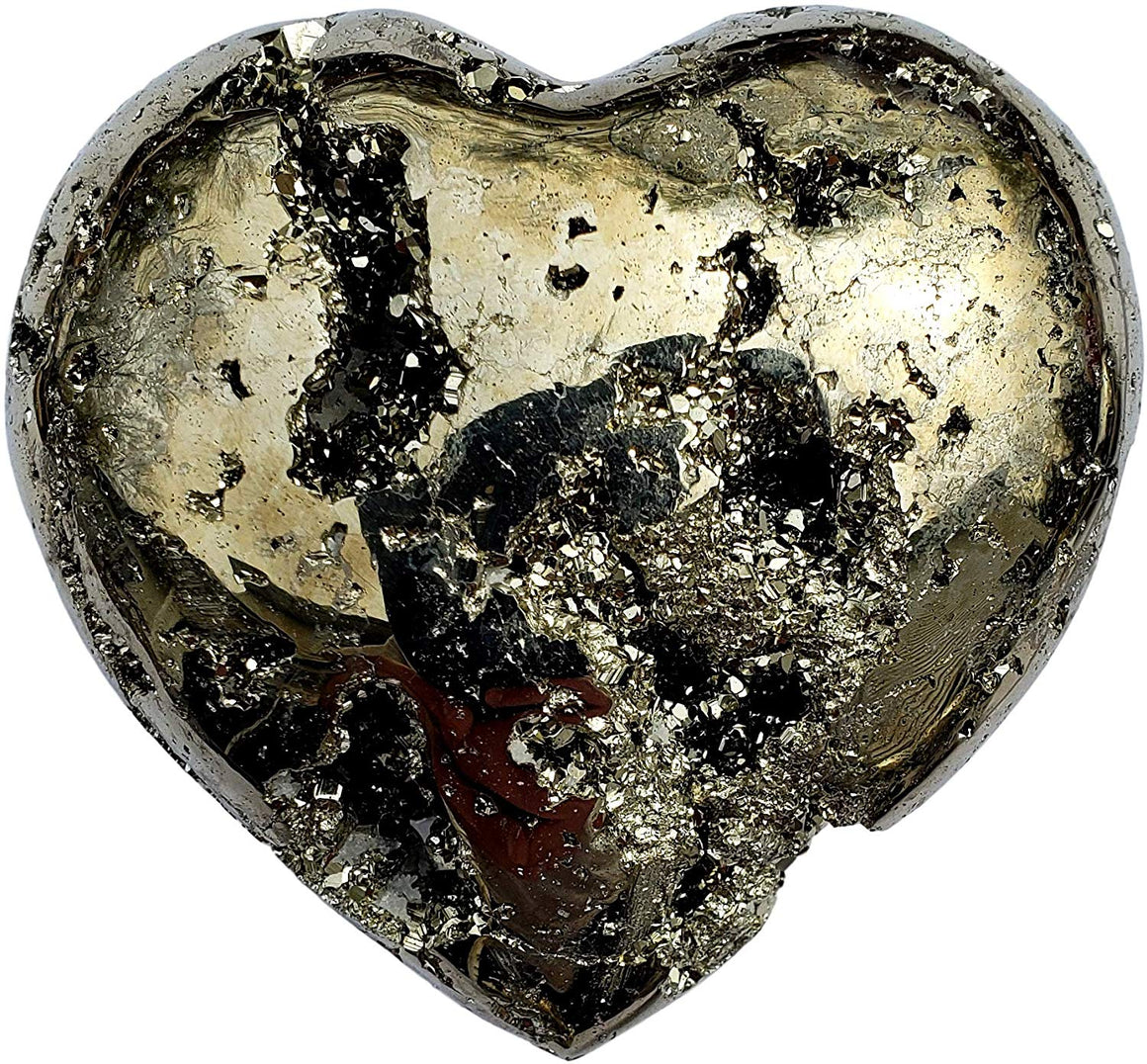 Genuine Pyrite Carved Heart - Gift Packaged - dinosaursrocksuperstore
