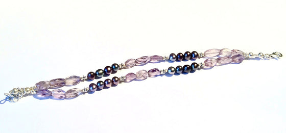 Sterling & Amethyst Double Strand Bracelet - dinosaursrocksuperstore