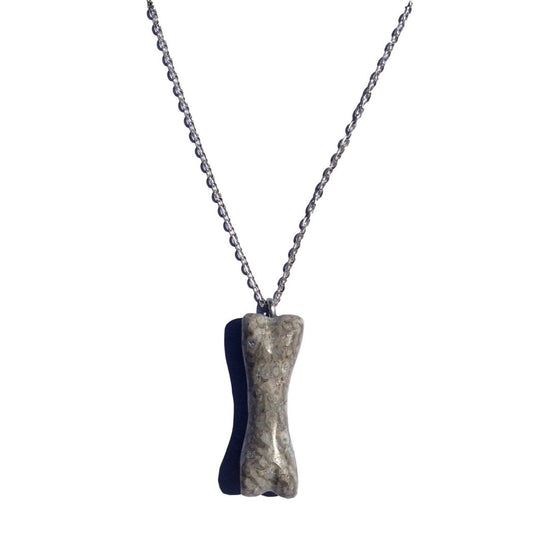 Fossil Dinosaur Bone carved Dog Bone-Shaped Charm Necklace