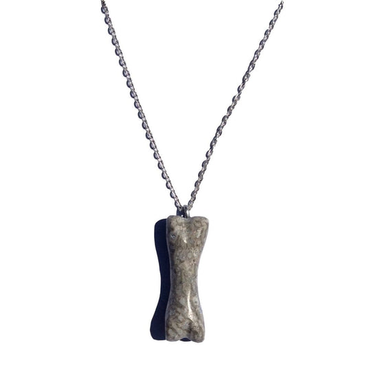 Dog Bone-Shaped Charm Necklace Made of REAL Fossil Dinosaur Bone - Perfect Father’s Day Gift