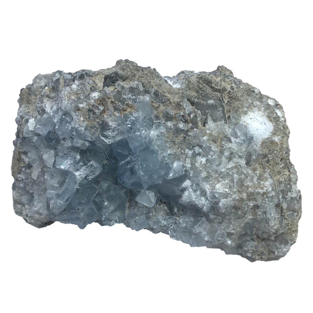 Vivid Sky Blue Celestite Mineral Geode - 4" - C106