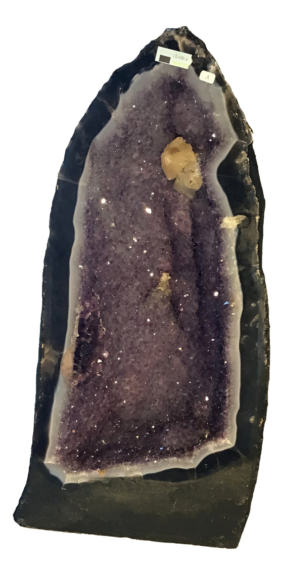Amethyst Crystal Geode Cathedral Tower With Calcite Crystal  - Deep Purple!