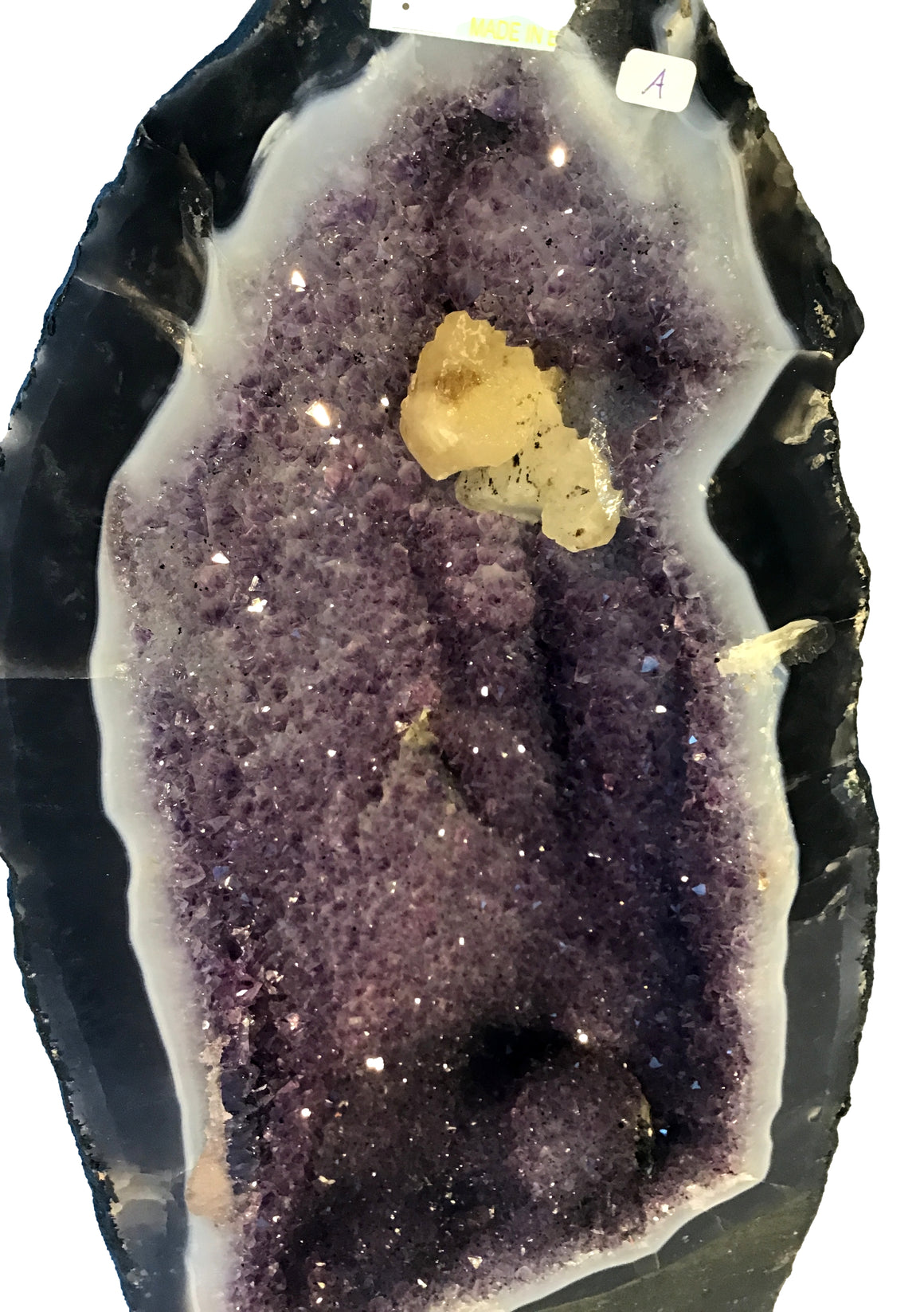 Amethyst Crystal Geode Cathedral Tower With Calcite Crystal  - Deep Purple!