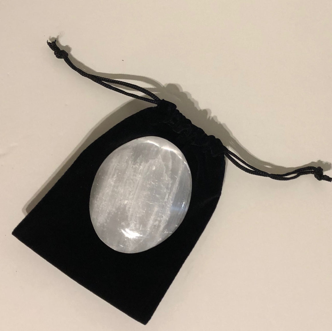 Selenite Crystal Paperweight in velvet pouch - 3"-4"