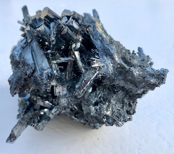 Stibnite Crystal Specimen - 5.25" x 5"