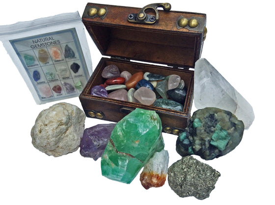 Mineral Collection Gift Pack w/ bonus treasure chest - 20+ pieces - dinosaursrocksuperstore