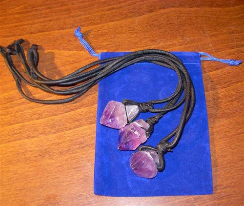 Amethyst Point Necklace on Sturdy Black self-clasping cord - dinosaursrocksuperstore