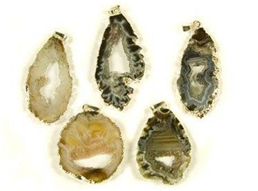 Geode and Quartz Pendant Necklace w/ Silver accents - gift packaged - dinosaursrocksuperstore