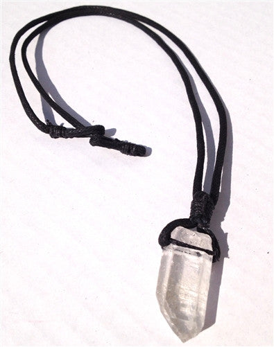 Quartz Crystal Point Necklace on Sturdy Black cord - dinosaursrocksuperstore