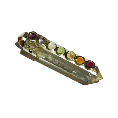 Chakra Quartz Point Pendant With Gemstones - gift packaged