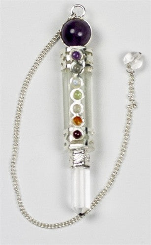 Chakra Quartz Pendulum With Gemstones - gift packaged - dinosaursrocksuperstore