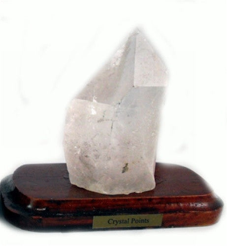 Mineral Specimen - Quartz Point on Wooden Base - Gift Boxed! - dinosaursrocksuperstore