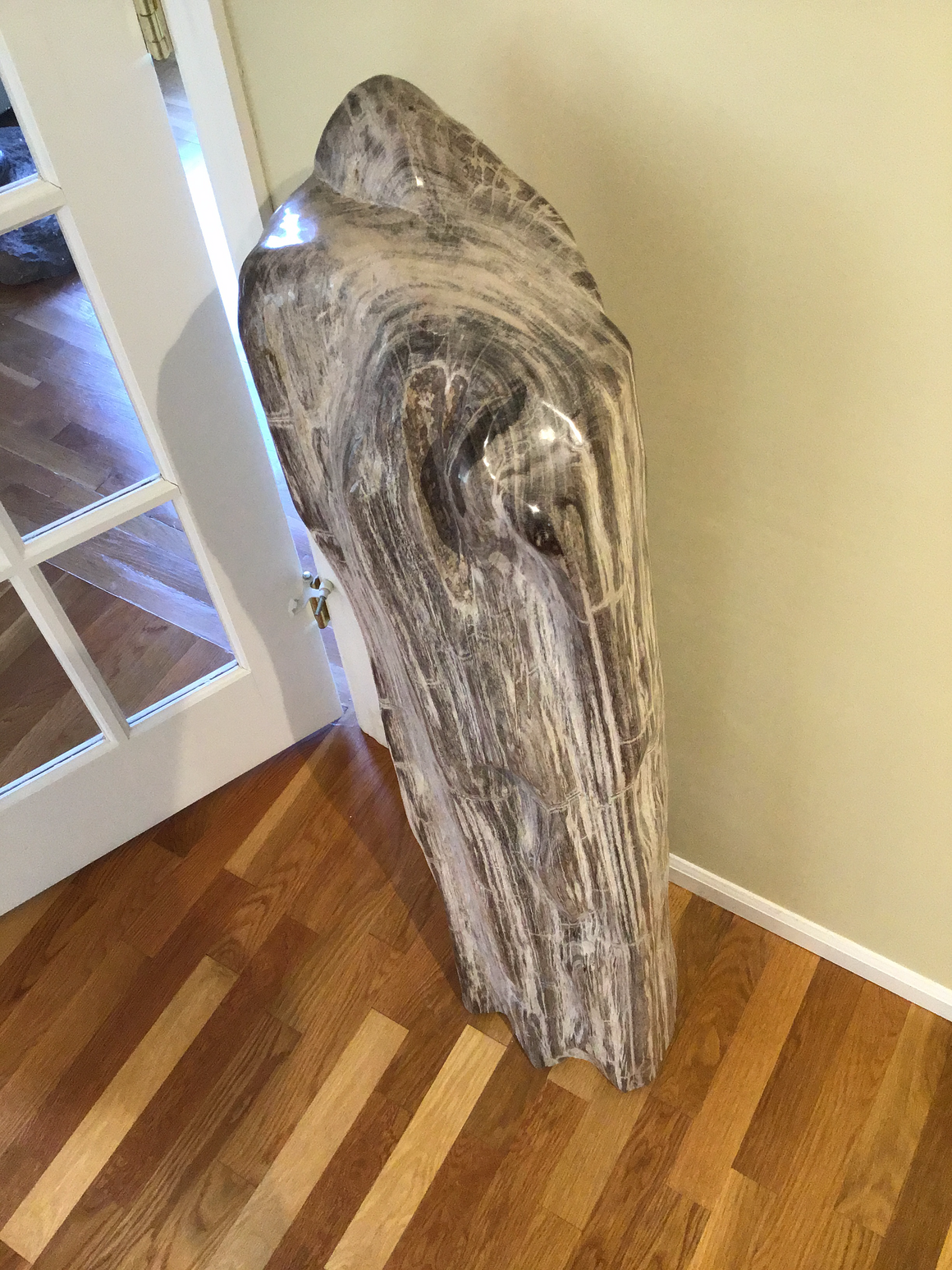 Genuine 42" high Genuine Fossil Petrified Wood Display Specimen - polished  - no stand needed.