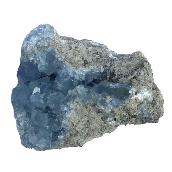 Vivid Sky Blue Celestite Mineral Geode - 4" - C109
