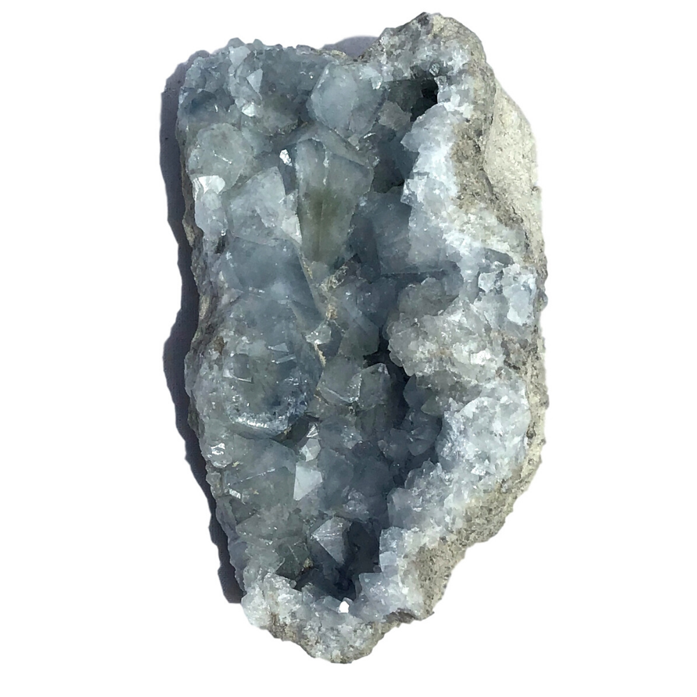 Vivid Sky Blue Celestite Mineral Geode Crystal 5" - C63