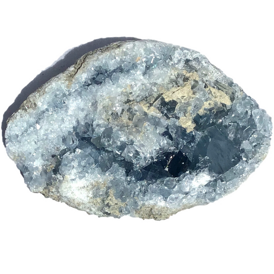 Vivid Sky Blue Celestite Mineral Geode Crystal - 4.5" -C76