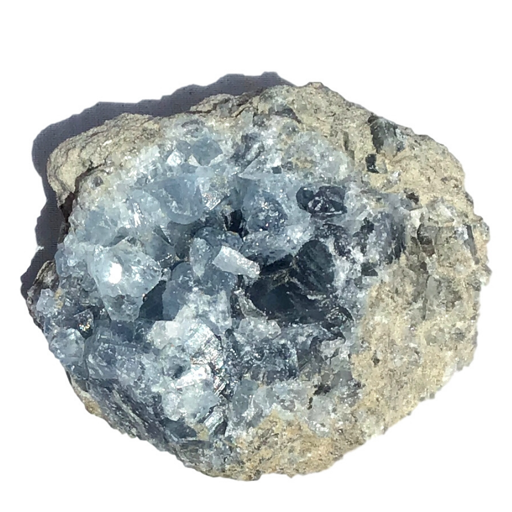 Vivid Sky Blue Celestite Mineral Geode - 3"-5" - gift packaged