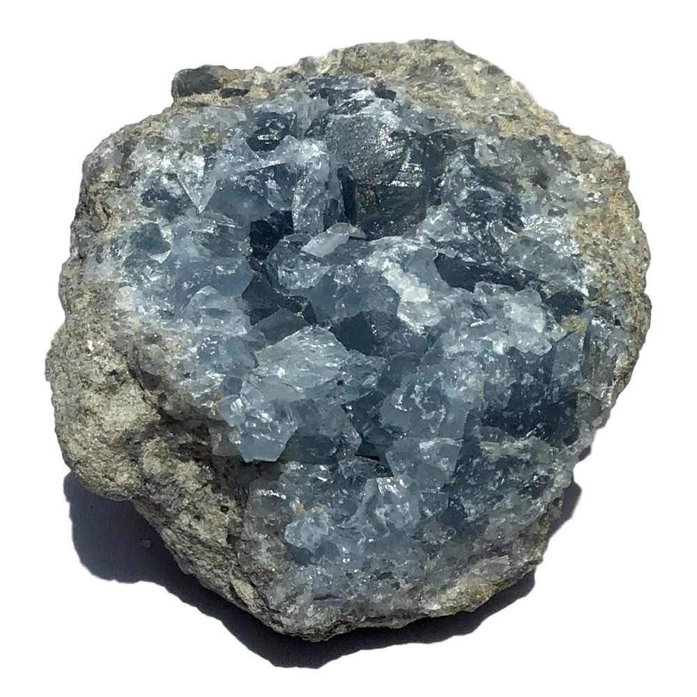 Vivid Sky Blue Celestite Mineral Geode - 3"-5" - gift packaged